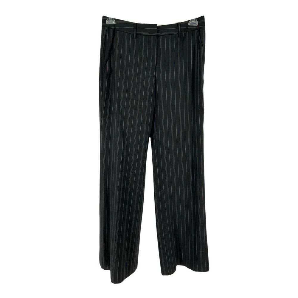 Michael Kors Dress Pants Black Wool Blend Trousers Pin Stripe Womens Size 6 Chic